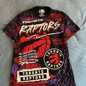 Toronto Raptors AOP Graphic T Shirt Size Medium All Over Print NBA Y2K
